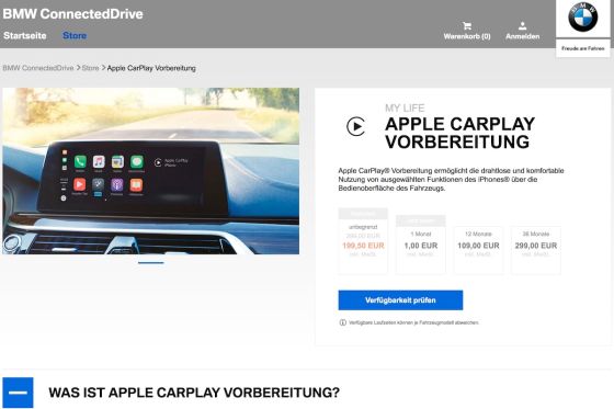 BMW ändert sein Preismodell für Apple Carplay