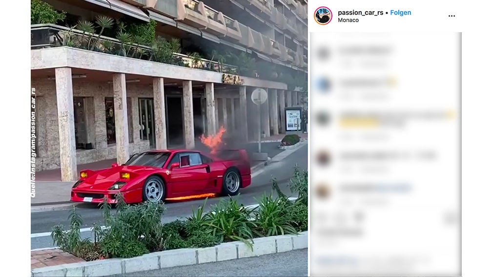 Ferrari F40: Fahrzeugbrand