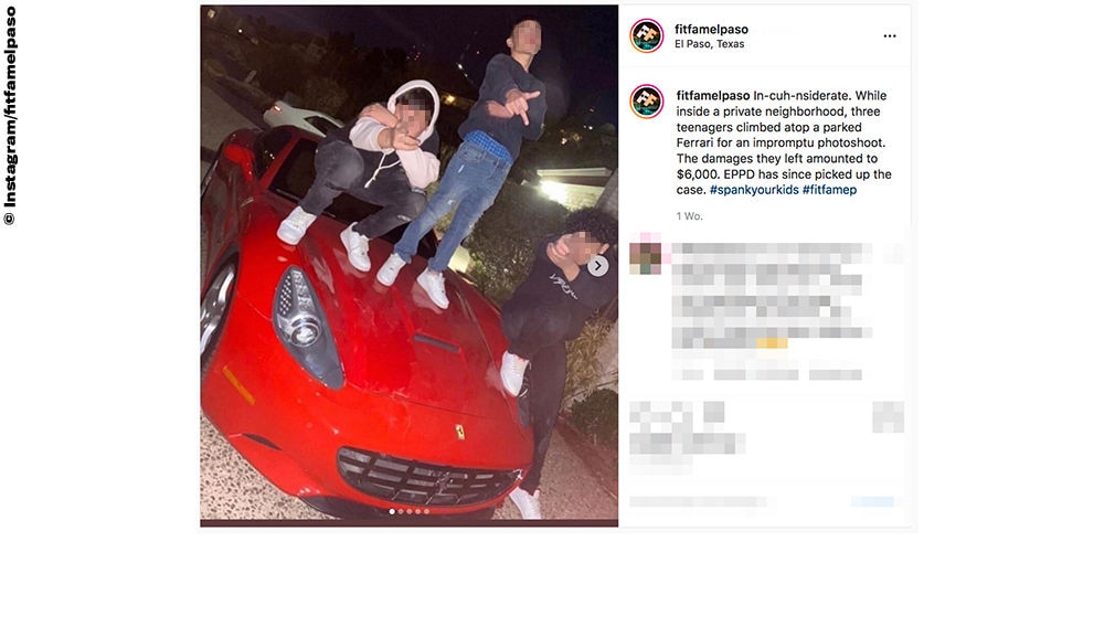 Ferrari California: Poser-Kids, El Paso, Instagram