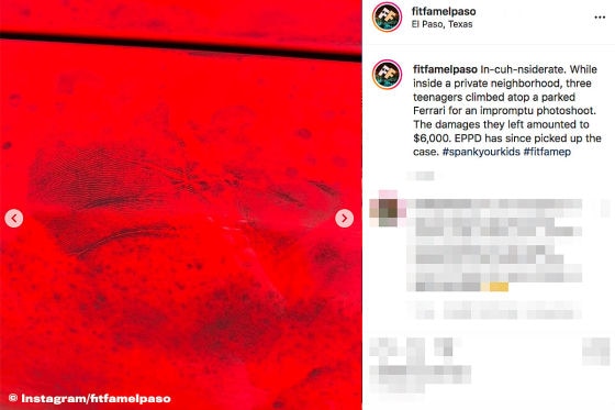 Poser-Kids trampeln auf Ferrari rum