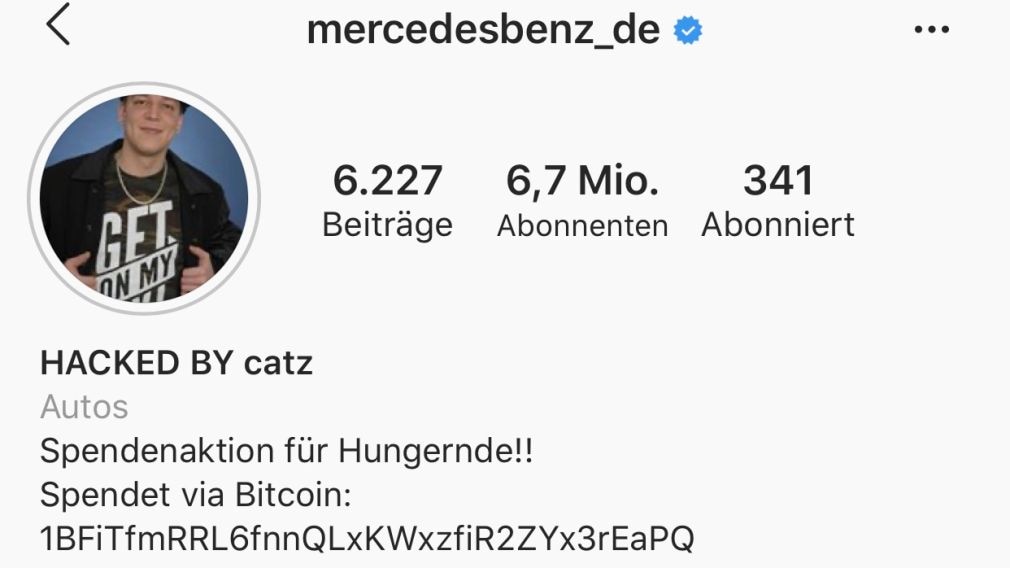 Hackerangriff auf Mercedes-Account bei Instagram Hackerangriff auf Mercedes-Account bei Instagram