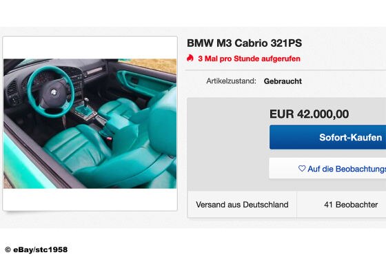 BMW M3 E36 Cabrio in abgedrehter Farbkombination zu verkaufen