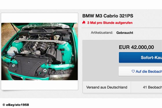 BMW M3 E36 Cabrio in abgedrehter Farbkombination zu verkaufen