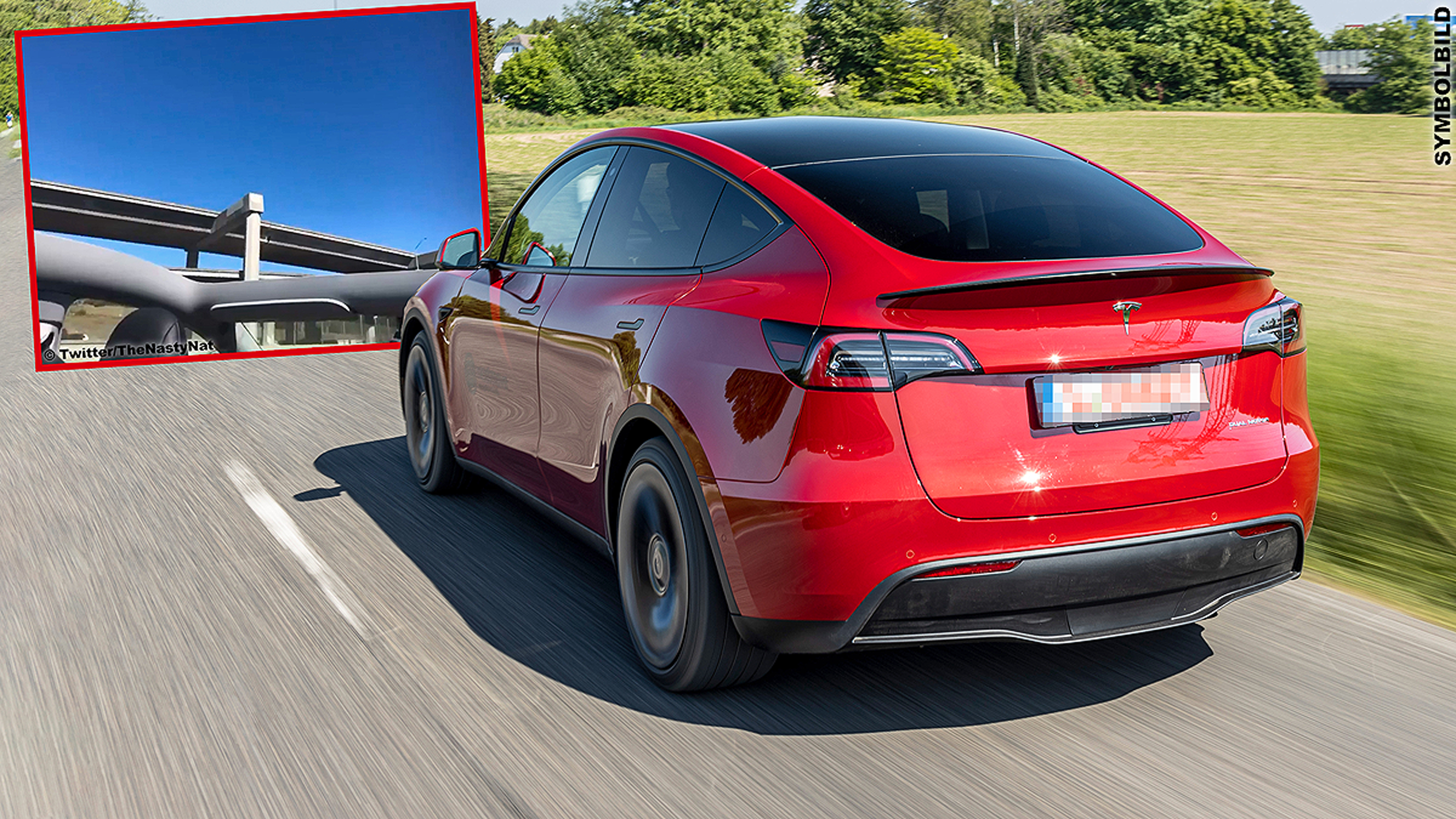 Tesla Model Y flog in den USA offenbar das Dach weg - AUTO BILD