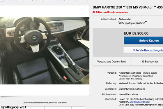 Brutaler BMW Z4 mit getuntem M5-V8 von Hartge zu verkaufen