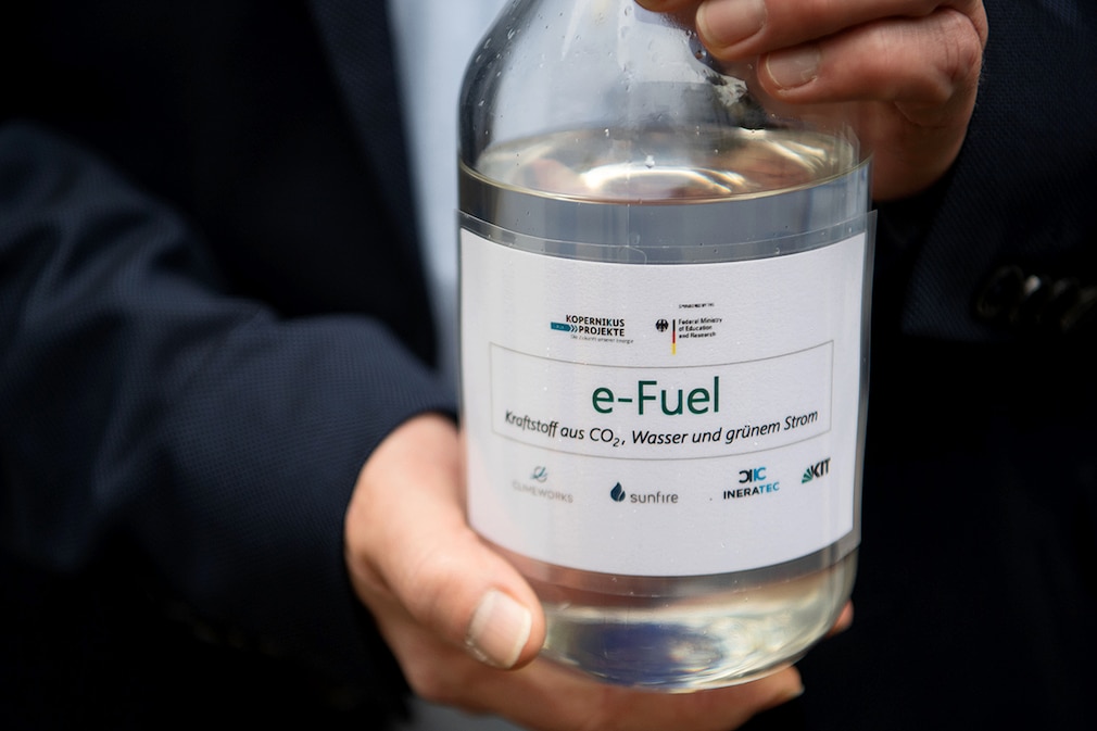 A bottle of e-fuel A bottle of e-fuel