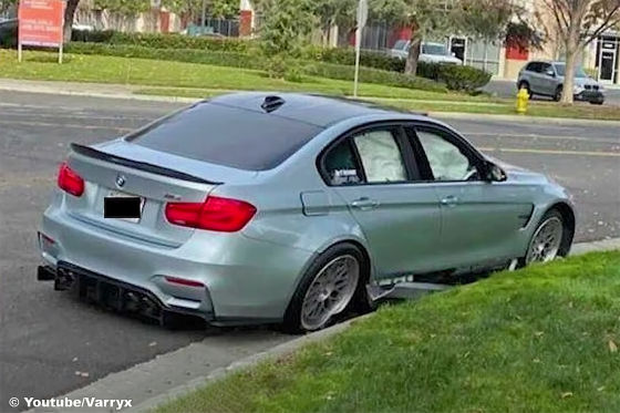 Drift-Fail: BMW M3 crasht gegen Bordstein