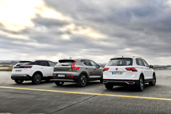 VW Tiguan 1.4 eHybrid DSG Volvo XC40 T5 Recharge DKG Peugeot 3008 Hybrid 225 e-EAT8