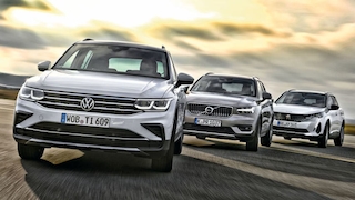 VW Tiguan 1.4 eHybrid DSG   Volvo XC40 T5 Recharge DKG    Peugeot 3008 Hybrid 225 e-EAT8