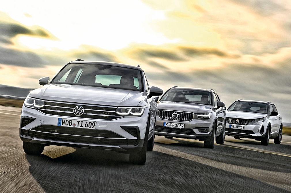 VW Tiguan 1.4 eHybrid DSG Volvo XC40 T5 Recharge DKG Peugeot 3008 Hybrid 225 e-EAT8