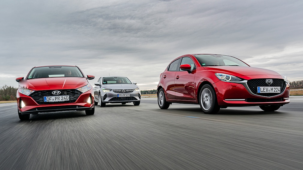 Hyundai i20 1.0 T-GDI 48V-Hybrid Opel Corsa 1.2 DI Turbo Mazda 2 Skyactiv-G 90 M Hybrid Hyundai i20 1.0 T-GDI 48V-Hybrid Opel Corsa 1.2 DI Turbo Mazda 2 Skyactiv-G 90 M Hybrid