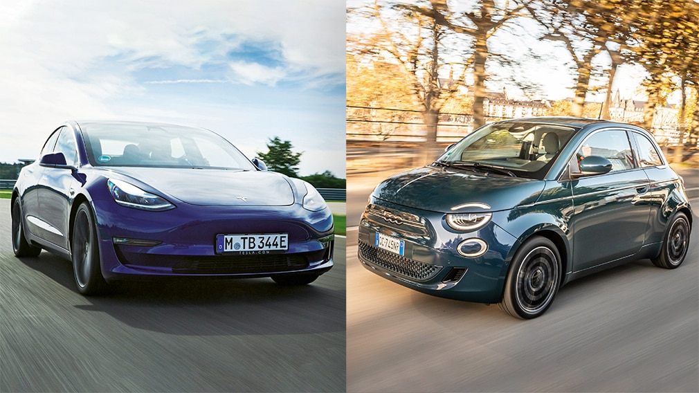 Tesla Model 3 Fiat 500E ICON Tesla Model 3 Fiat 500E ICON