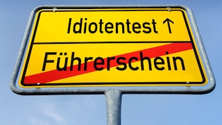 Ortsschild Idiotentest
