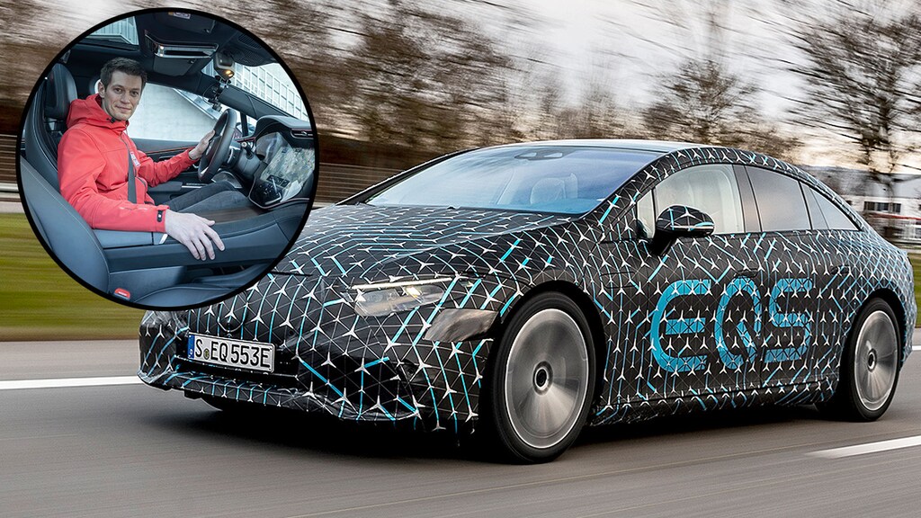 Erste Fahrt im getarnten EQS