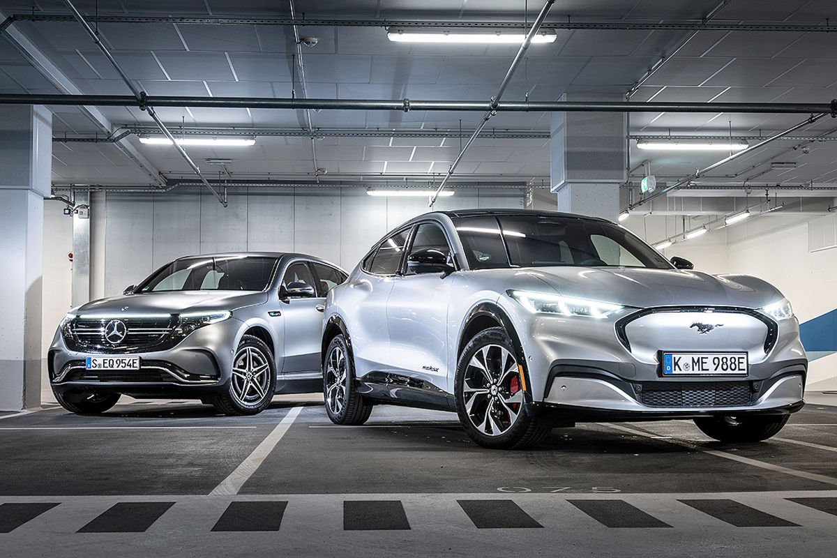 Ford Mustang Mach E vs. Mercedes EQC Elektro SUVs Test Preis