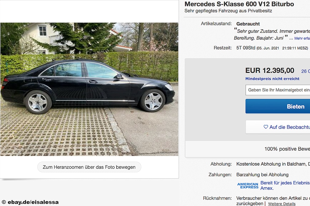 eBay Mercedes S-Klasse 600 V12 Biturbo