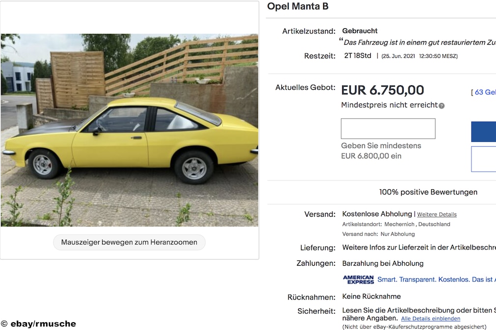 eBay Opel Manta B eBay Opel Manta B