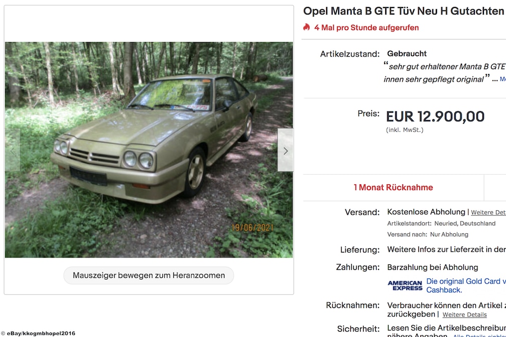 eBay Opel Manta B GTE