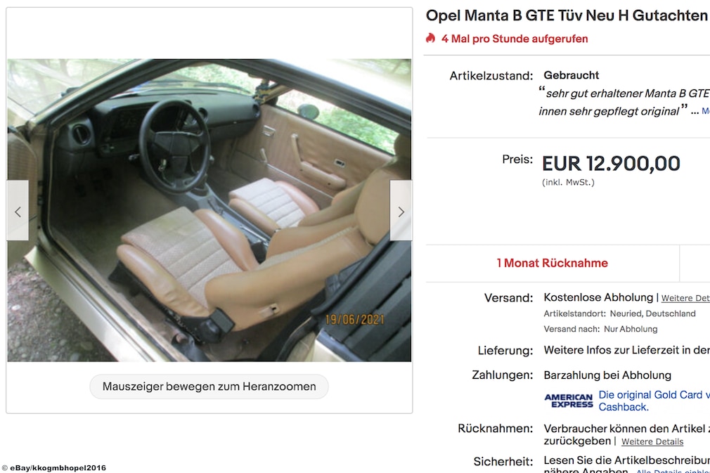 eBay Opel Manta B GTE eBay Opel Manta B GTE