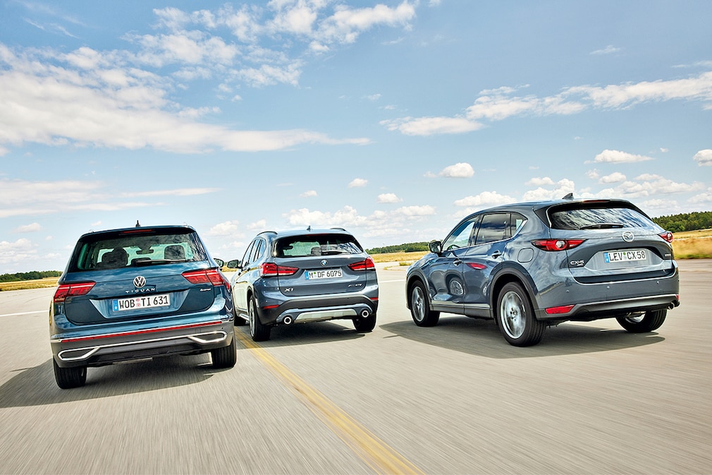 VW Tiguan 2.0 TDI 4Motion BMW X1 xDrive20d Mazda CX-5 Skyactiv-D 184 AWD