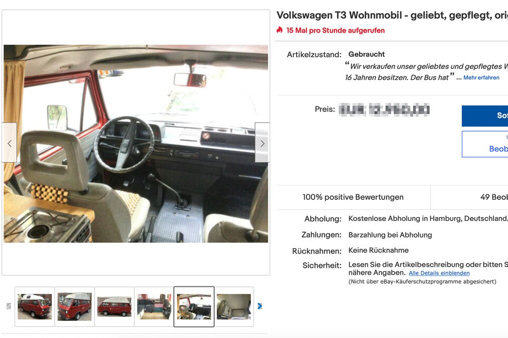 eBay Volkswagen T3 Wohnmobil