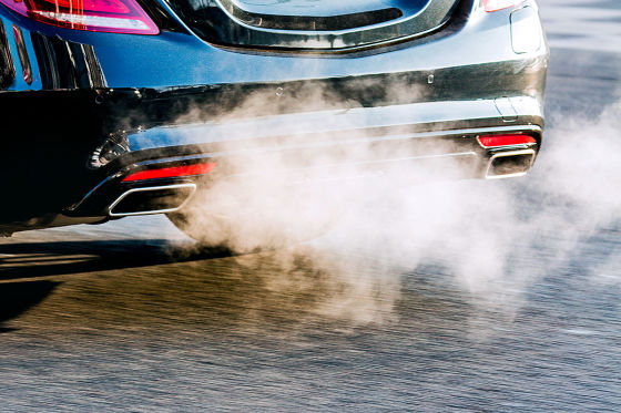 Exhaust with exhaust gases Exhaust with exhaust gases