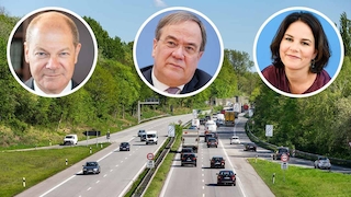 Olaf Scholz, Armin Laschet, Annalena Baerbock Verkehrspolitik