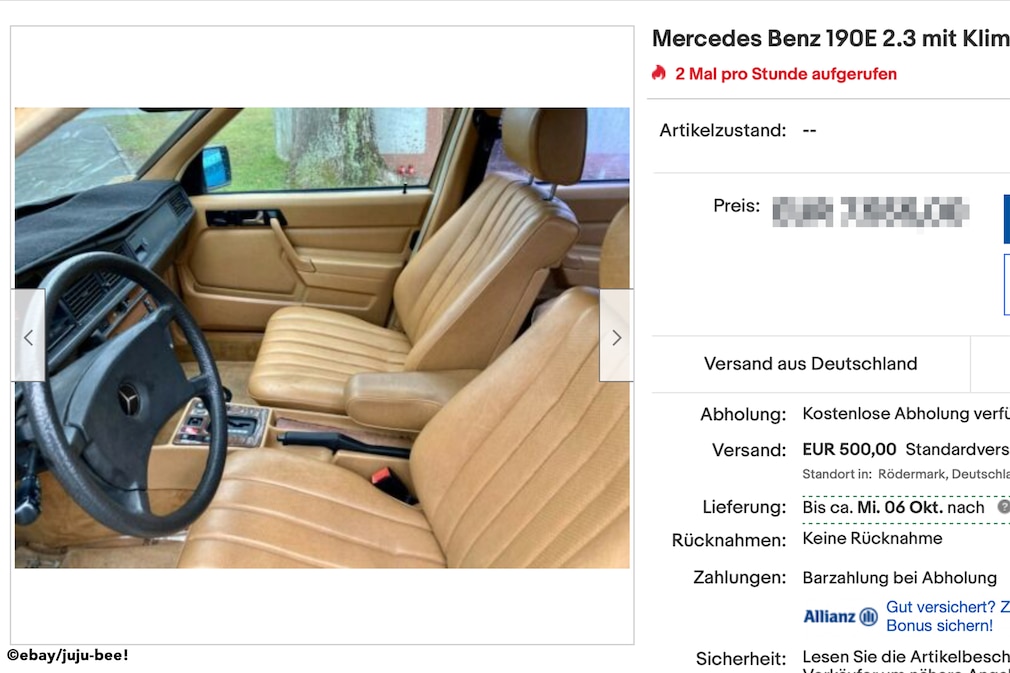 eBay Mercedes Benz 190E 2.3