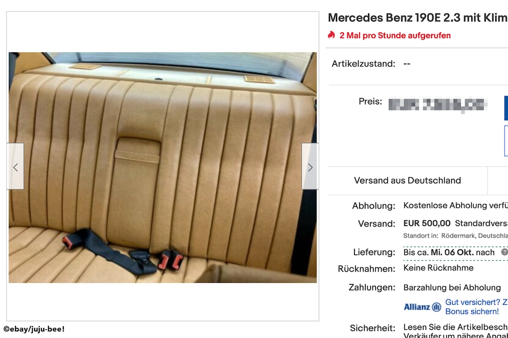 eBay Mercedes Benz 190E 2.3
