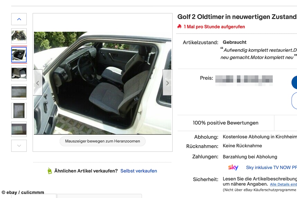 eBay VW Golf 2 Oldtimer