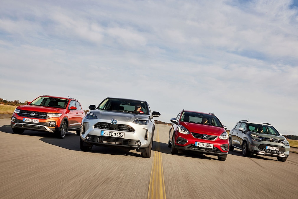 VW T-Cross       Toyota Yaris Cross         Honda Jazz Crosstar       Citroen C3 Aircross       