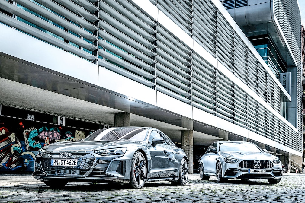 Audi RS e-tron GT Elektro Mercedes AMG E 63 S 4MATIC+