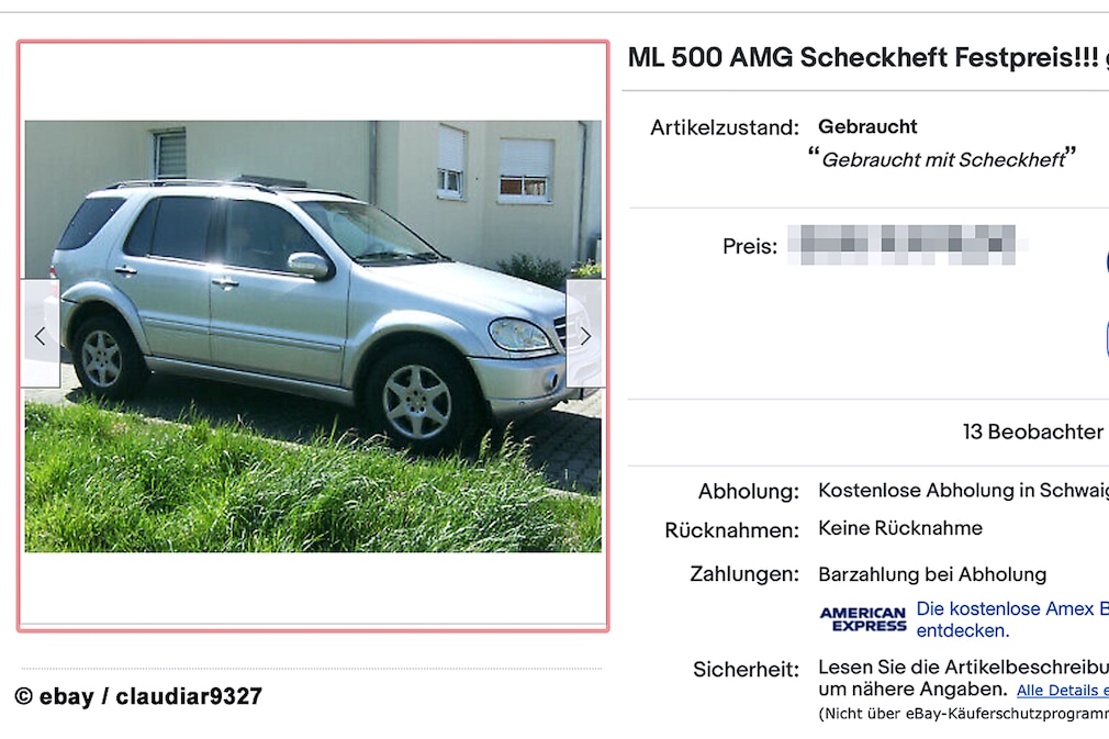 eBay Mercedes ML 500 AMG
