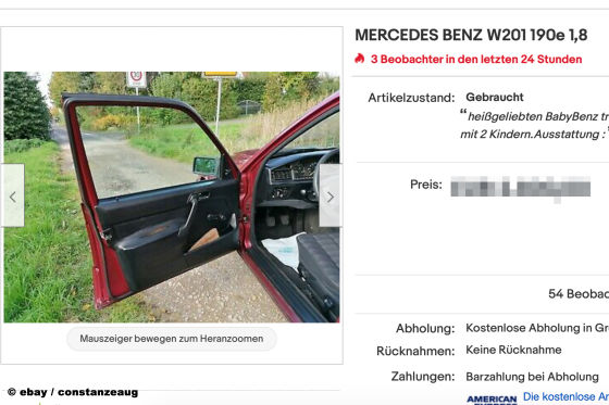eBay Mercedes W201 190e 1.8