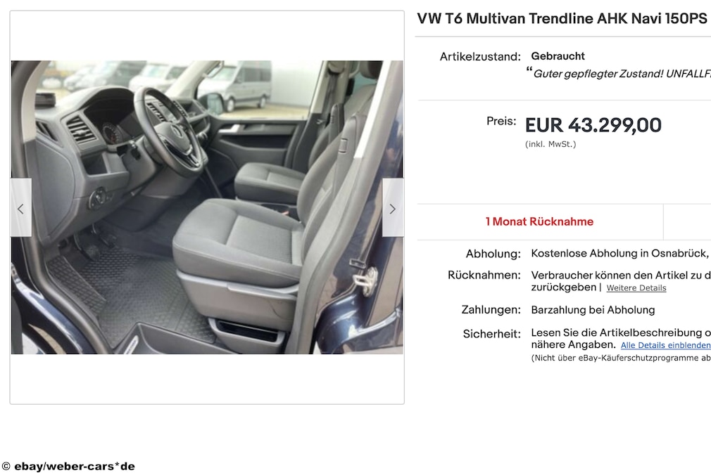 eBay VW T6 Multivan Trendline