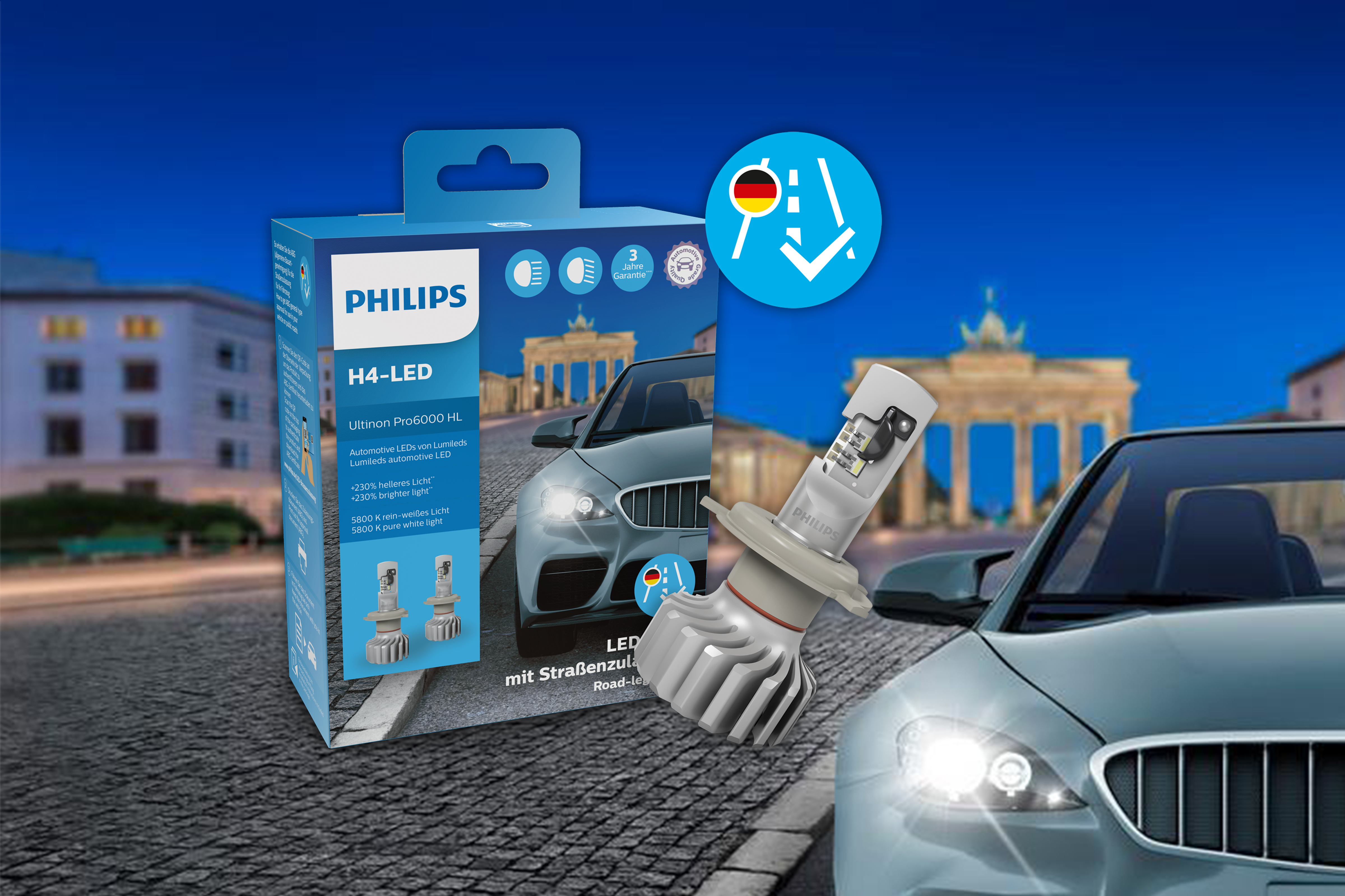 H7 LED-Lampen Philips Ultinon Pro6000 Zugelassene in Deutschland