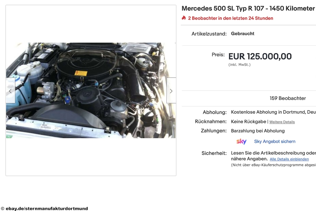eBay Mercedes 500 SL Typ R 107