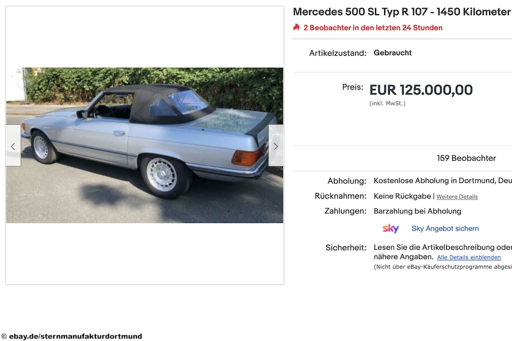 eBay Mercedes 500 SL Typ R 107