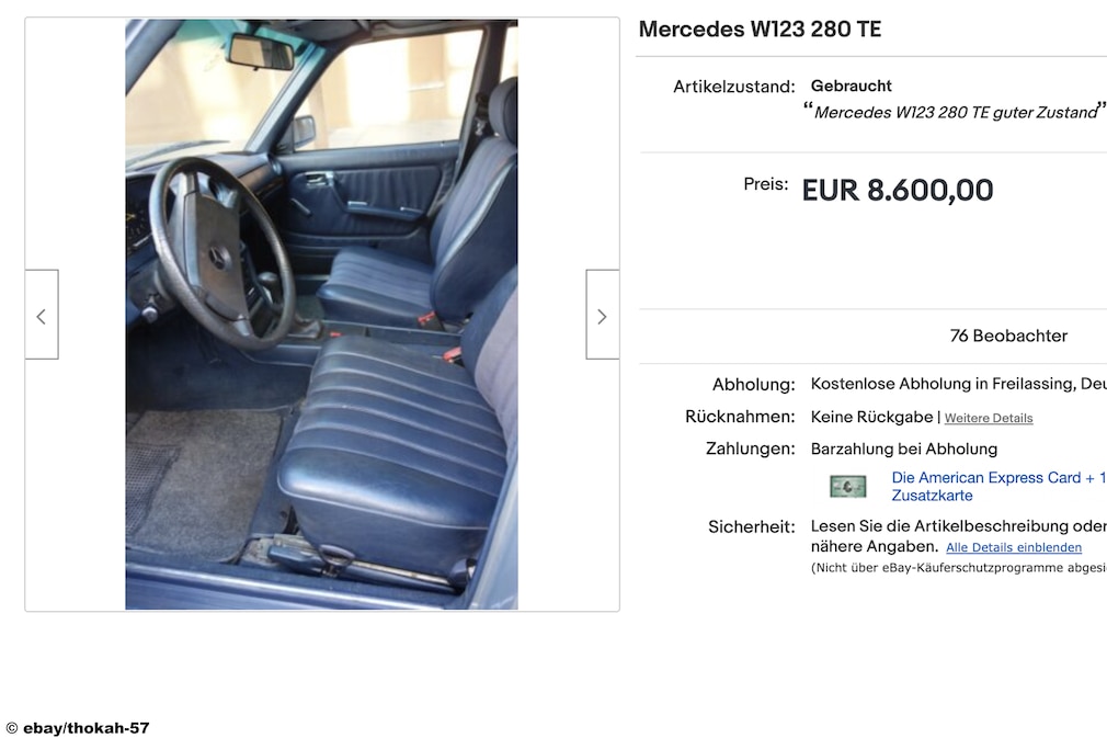 eBay  Mercedes W123 280 TE
