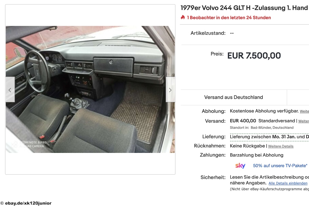 Ebay 1979er Volvo 244 GLT H
