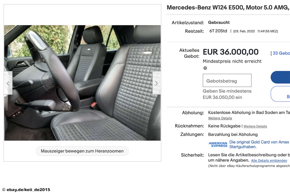 Ebay Mercedes-Benz W124 E500