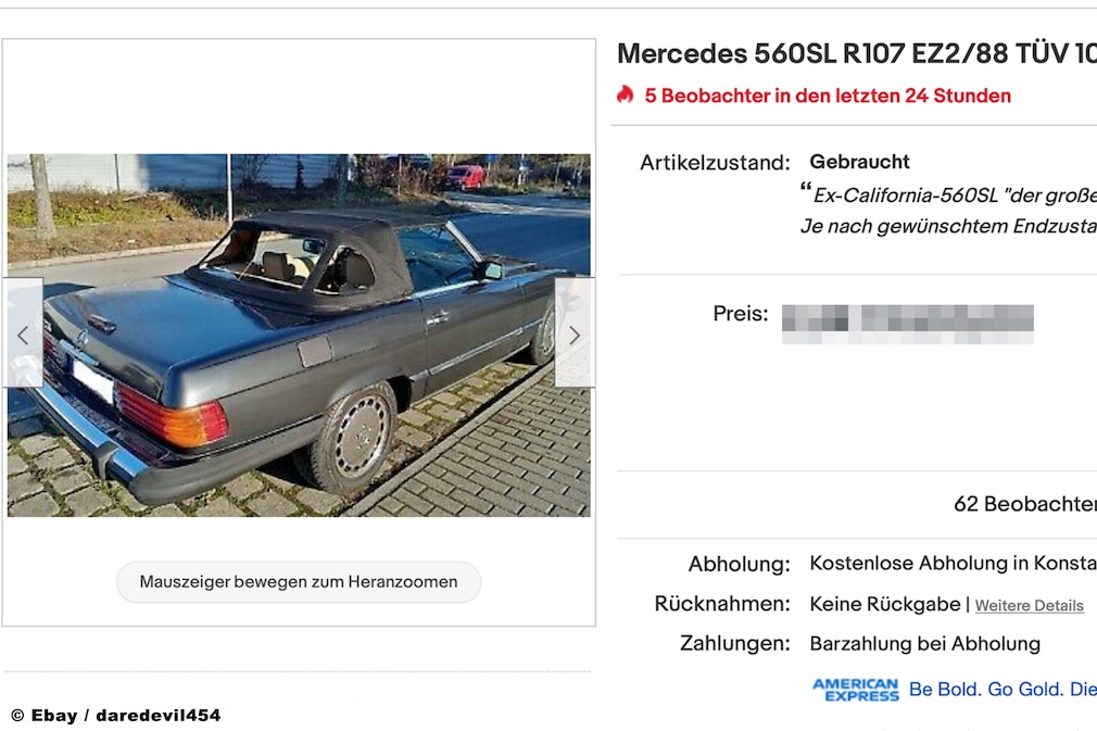 eBay Mercedes 560SL