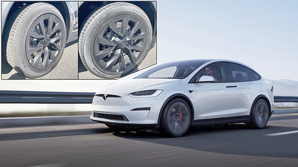 Tesla Model X mit verschiedenen Reifen