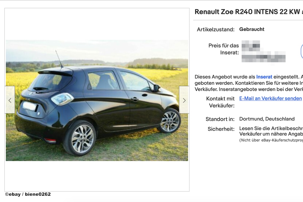 eBay Renault Zoe R240 INTENS eBay Renault Zoe R240 INTENS