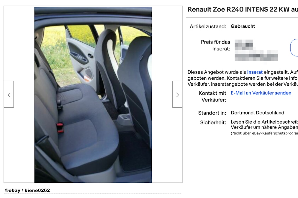 eBay Renault Zoe R240 INTENS