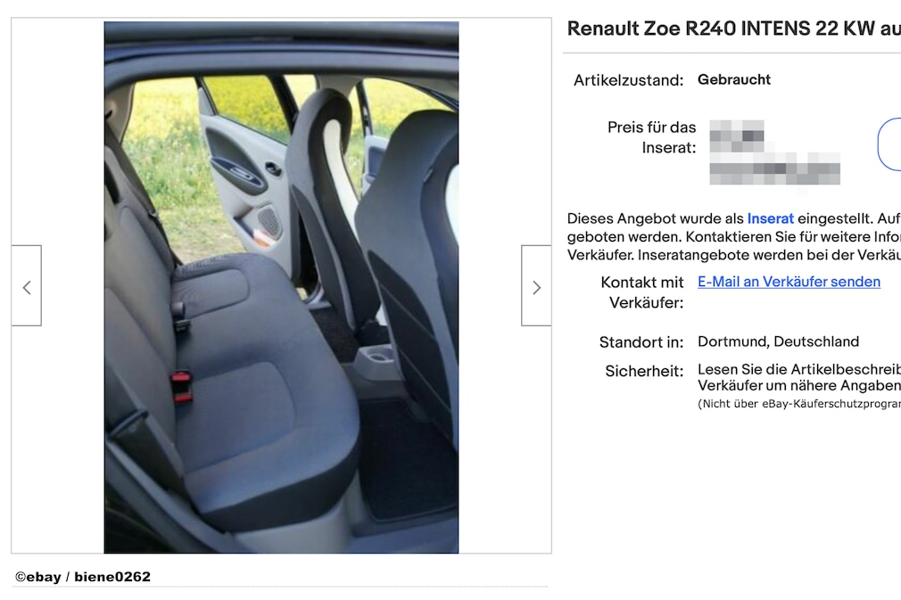 eBay Renault Zoe R240 INTENS eBay Renault Zoe R240 INTENS