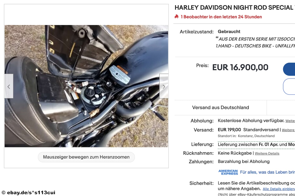 eBay Harley Davidson Night Rod Special