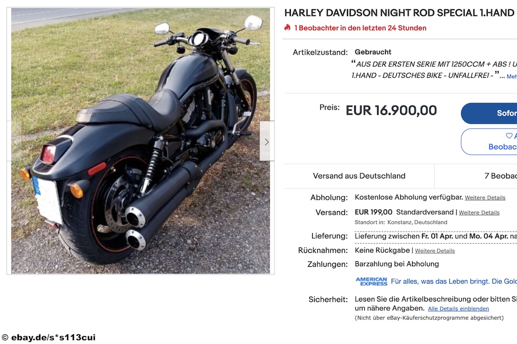 eBay Harley Davidson Night Rod Special