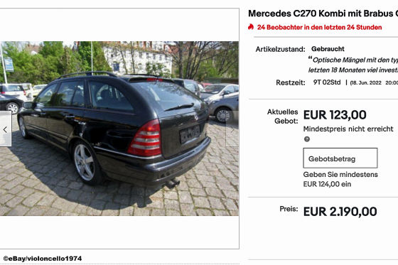 ebay Mercedes C270 station wagon with Brabus optics package