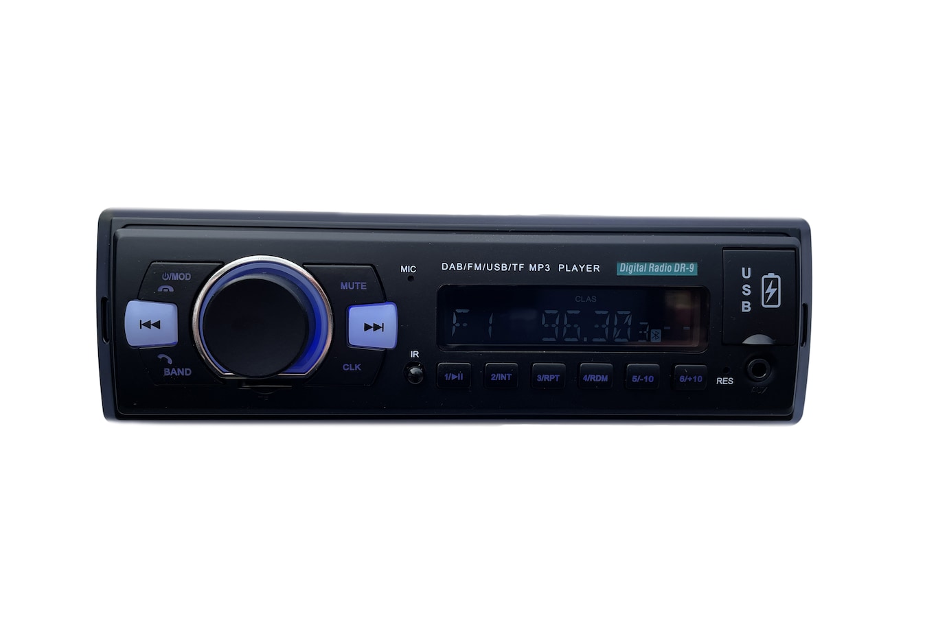 DR-9 : DAB+ Autoradio mit Bluetooth Music Freisprecheinrichtung I FM Radio  I 1A Smartphone Ladefunktion I microSD USB AUX IN (ipod) I integriert  mikrofon I Lenkrad Fernbedienung I 1 DIN mp3 WAV 
